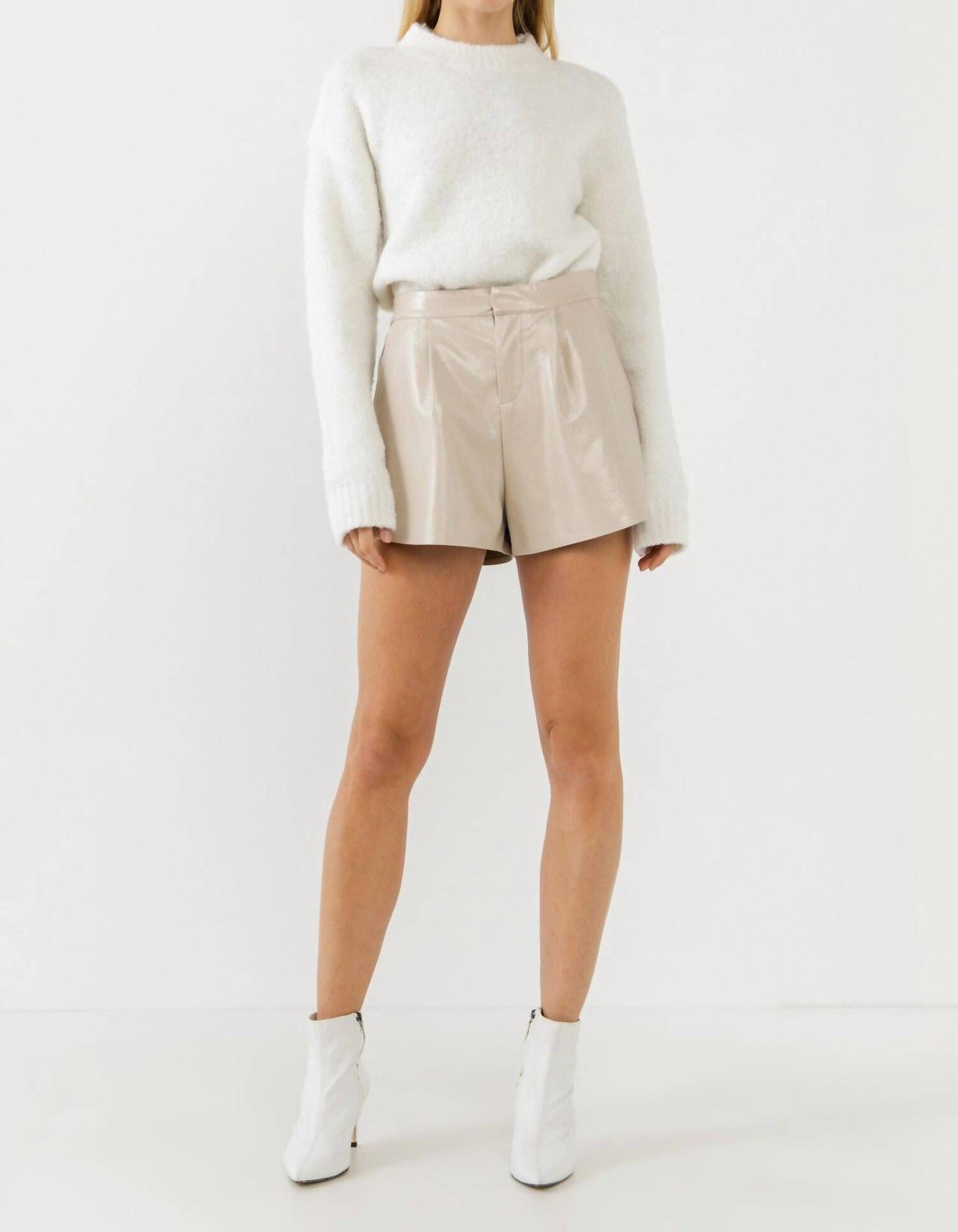 Shiny Leather Short In Taupe, Taupe / Beige, hi-res image number 0