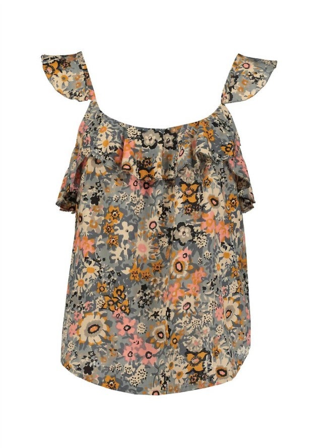 ROMANCE CAMI TOP IN RETRO FLORAL, Retro Floral / Brown, hi-res image number 0