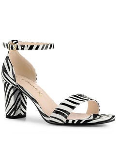 Snakeskin Ankle Strap Snake Chunky Heel Sandals