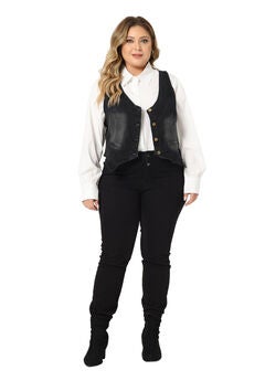 BUTTON DOWN SLEEVELESS JEAN WAISTCOAT VEST