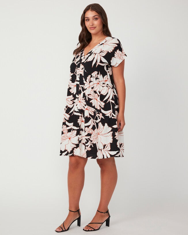 Acai Black/White Floral Dress, CreamBlack / Black, alternate image number null