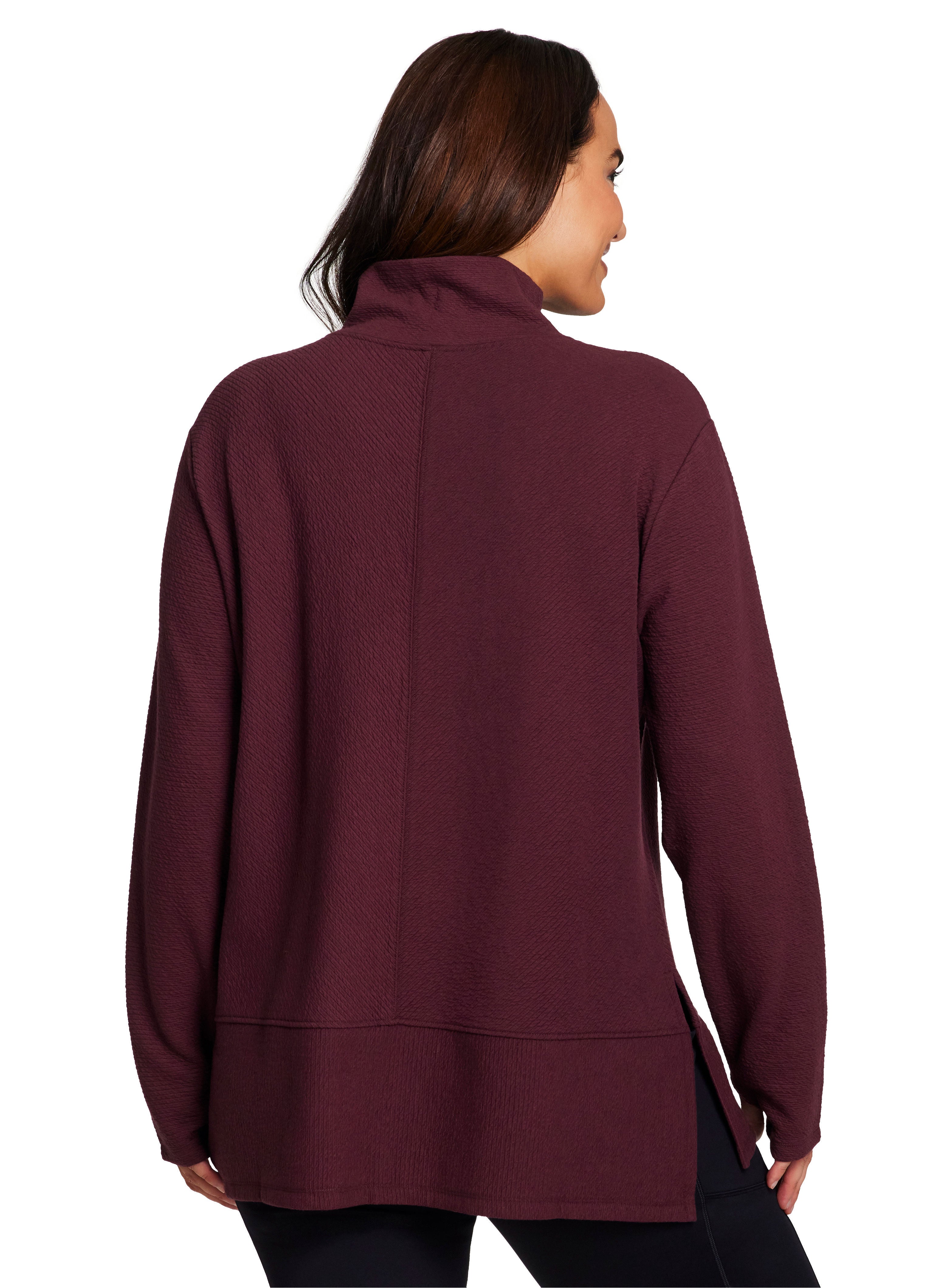 Studio Jacquard Mock Neck Pullover, Burgundy / Burgundy, alternate image number 1