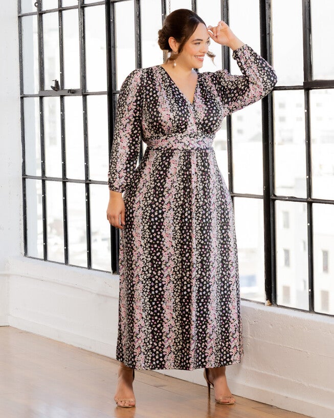 Kelsey Long Sleeve Maxi Dress, NIGHTSHADE FLORAL FALLS / Black, alternate image number 4