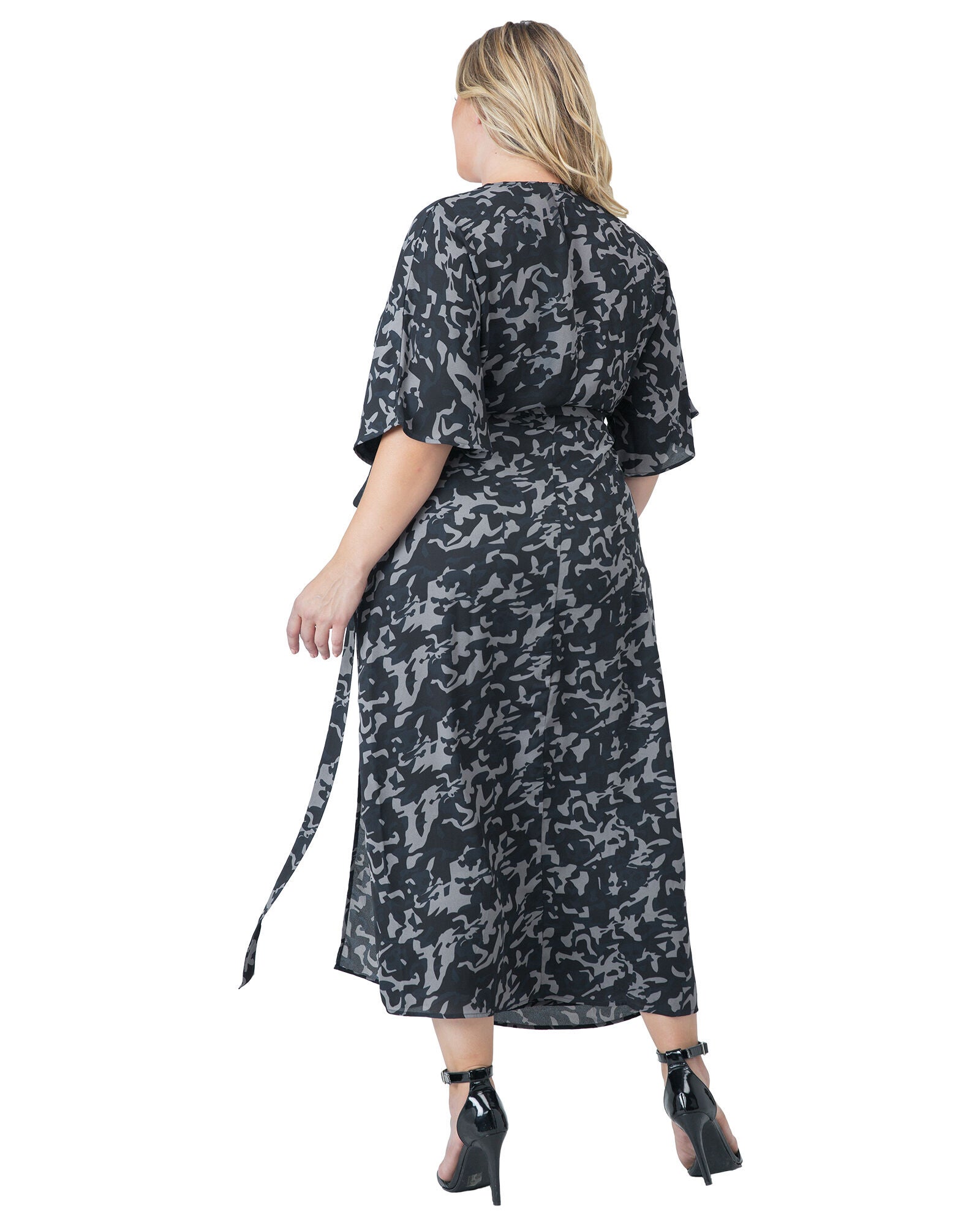 Plus Size Olivia Kimono Wrap Maxi Dress, Multicoloured / Navy, alternate image number 1