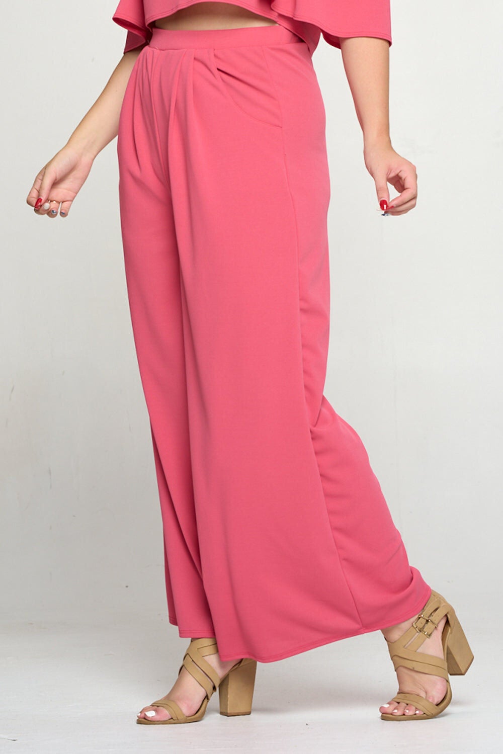 RACHEL WIDE LEG POCKET PANTS, Tropical Pink / Pink, alternate image number 1