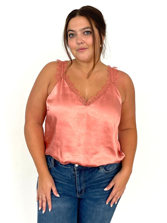 Dalea Lace Trim Cami, Terra Cotta / Pink, hi-res image number 0