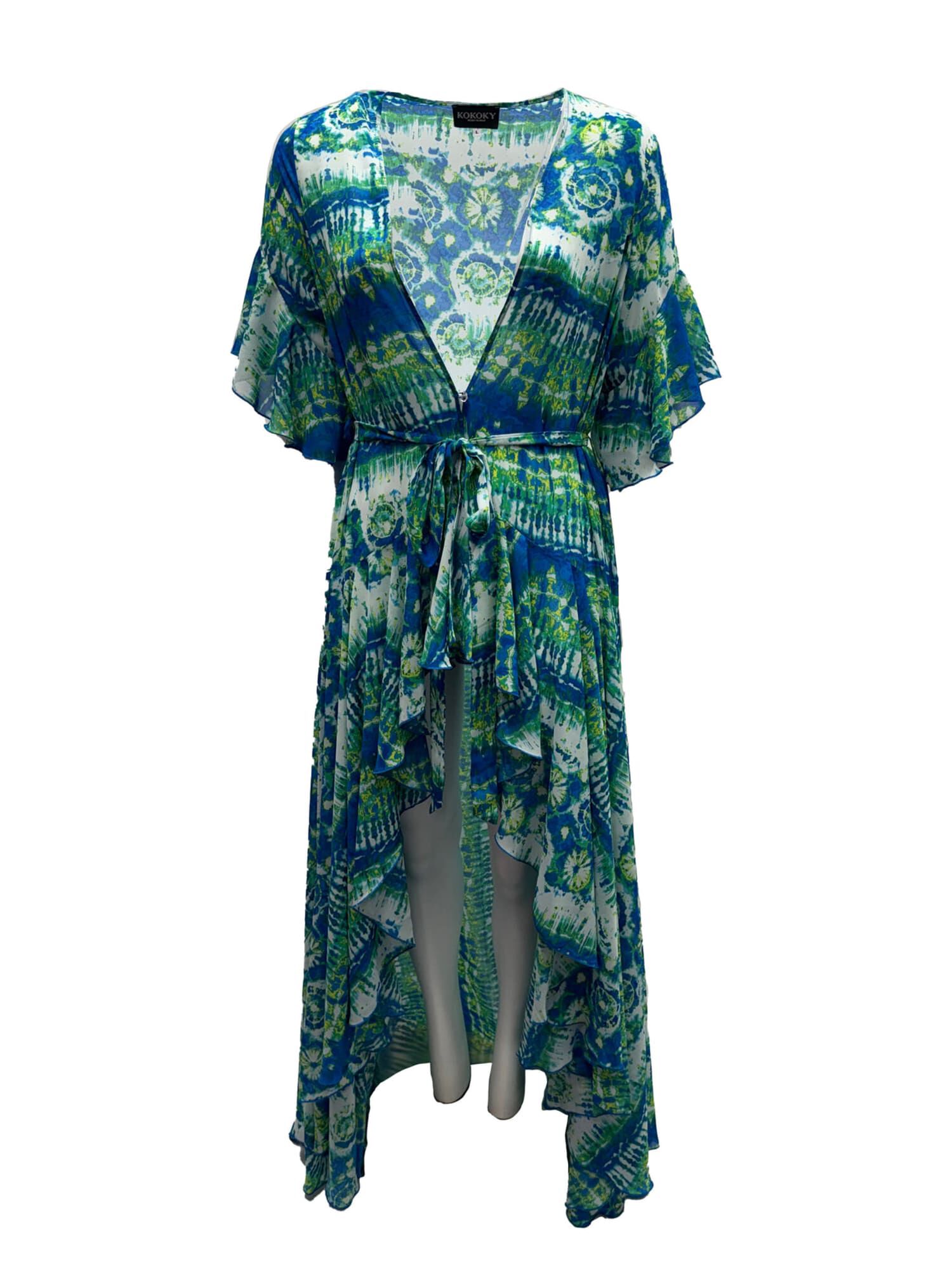 Korinne Standard Kaftan Blue & Green Batik Print, Blue / Azure Blue, hi-res image number 0