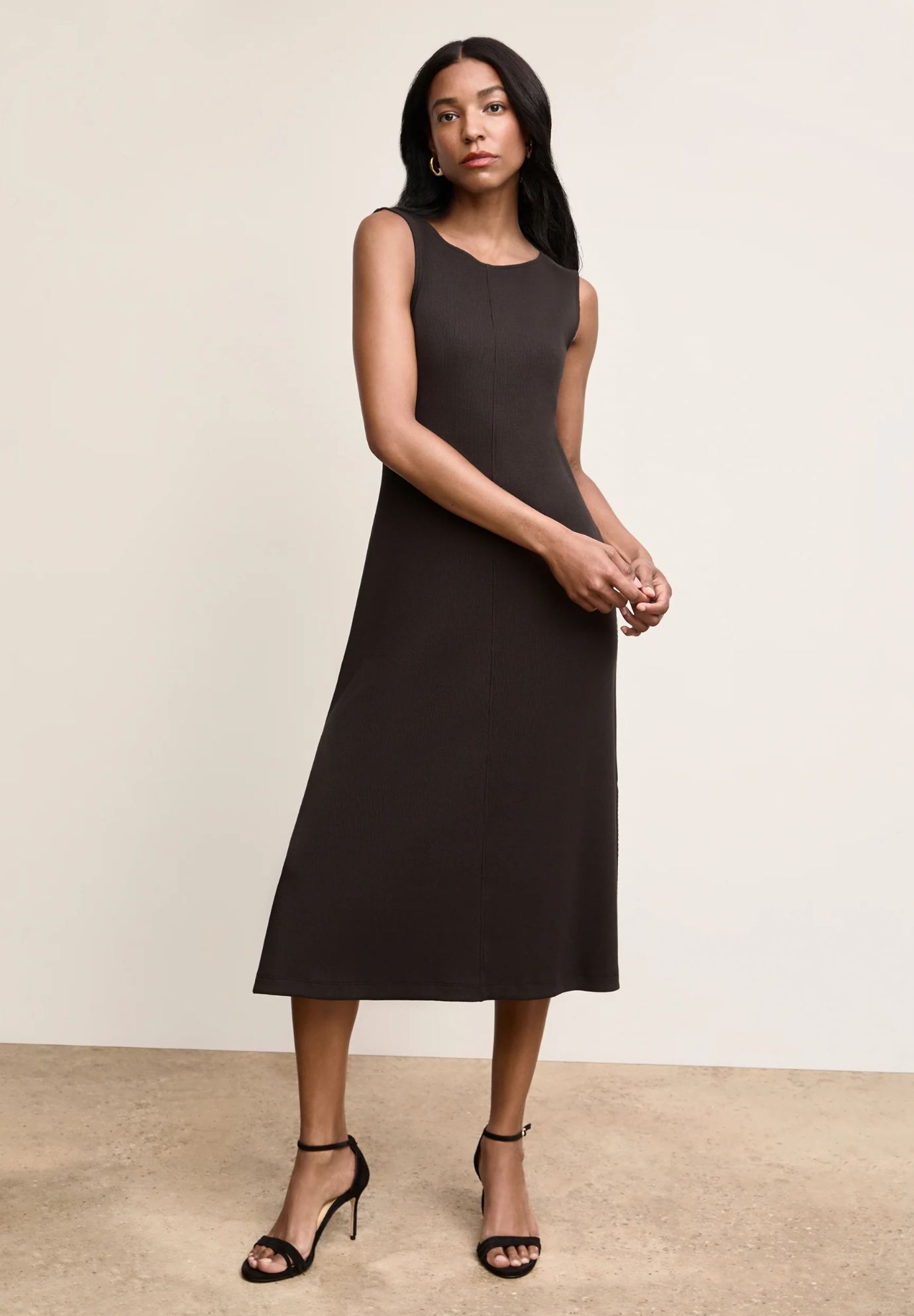 Milano Drape Dress - Plush Pima, Black / Black, hi-res image number 0