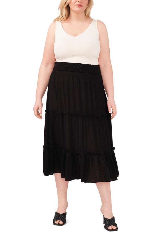 TIERED PULL ON MAXI SKIRT, , alternate image number null