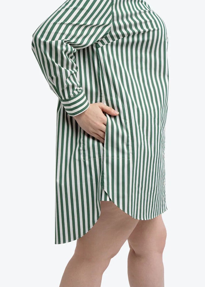 SIGNATURE TUNIC SHIRT - PALM STRIPE, Palm Stripe / Forest Green, alternate image number null