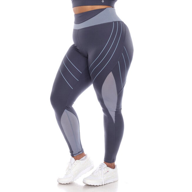 High-Waist Reflective Piping Fitness Leggings, , alternate image number 6