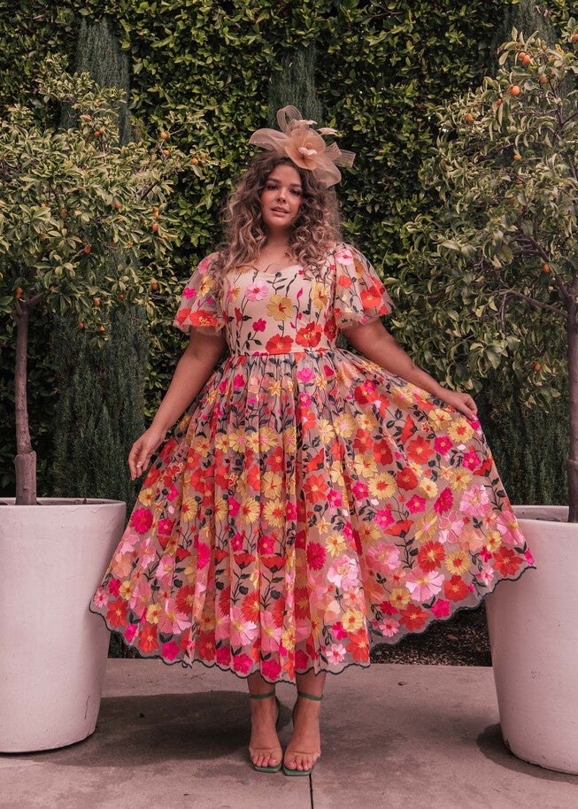 English Garden Dress, Pink Multi / Tan, alternate image number null