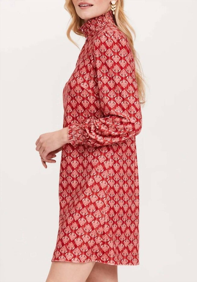 MIA VELVET BATIK DRESS IN CRIMSON, Crimson / Red, alternate image number null