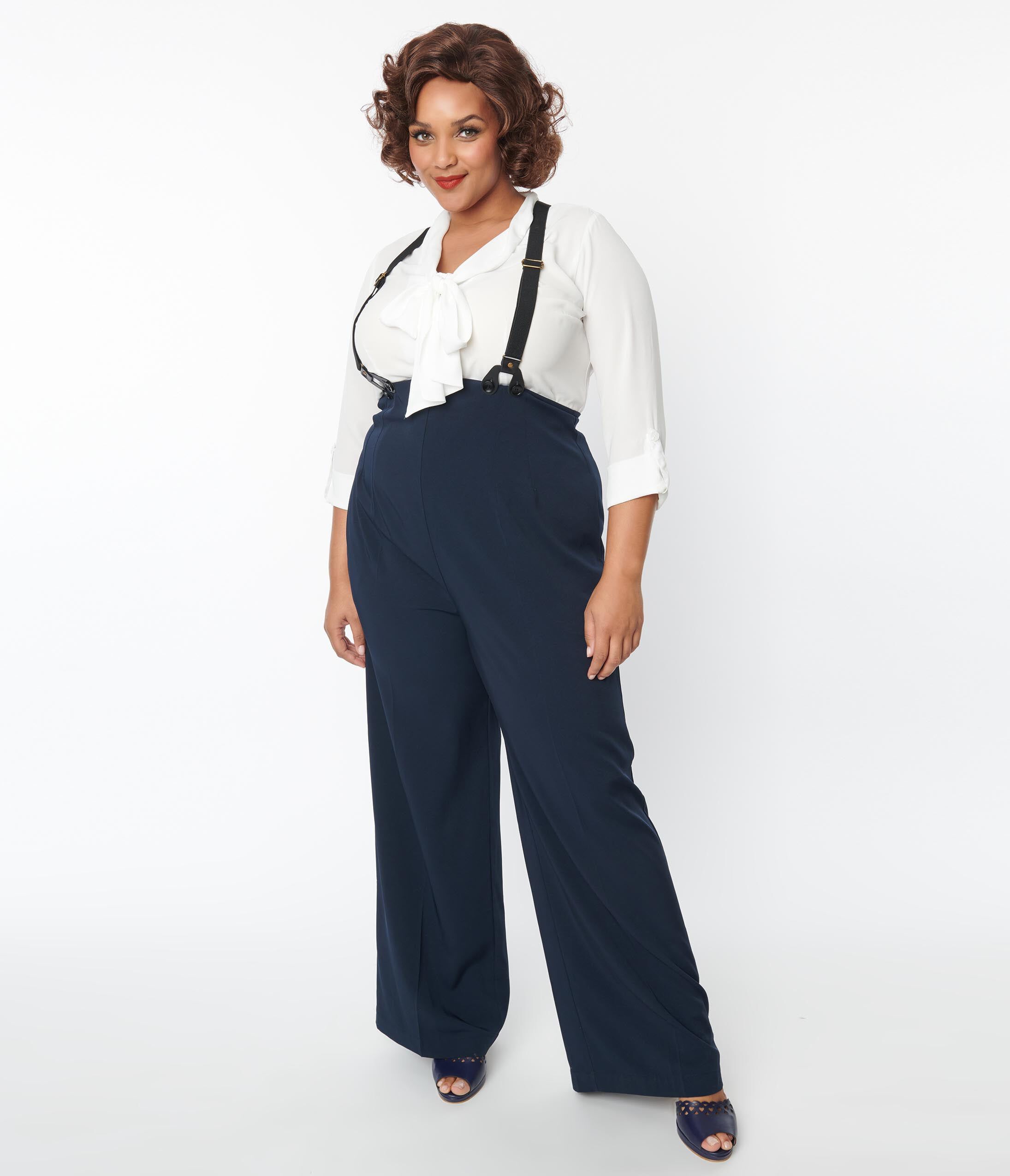 High waisted suspender pants clearance
