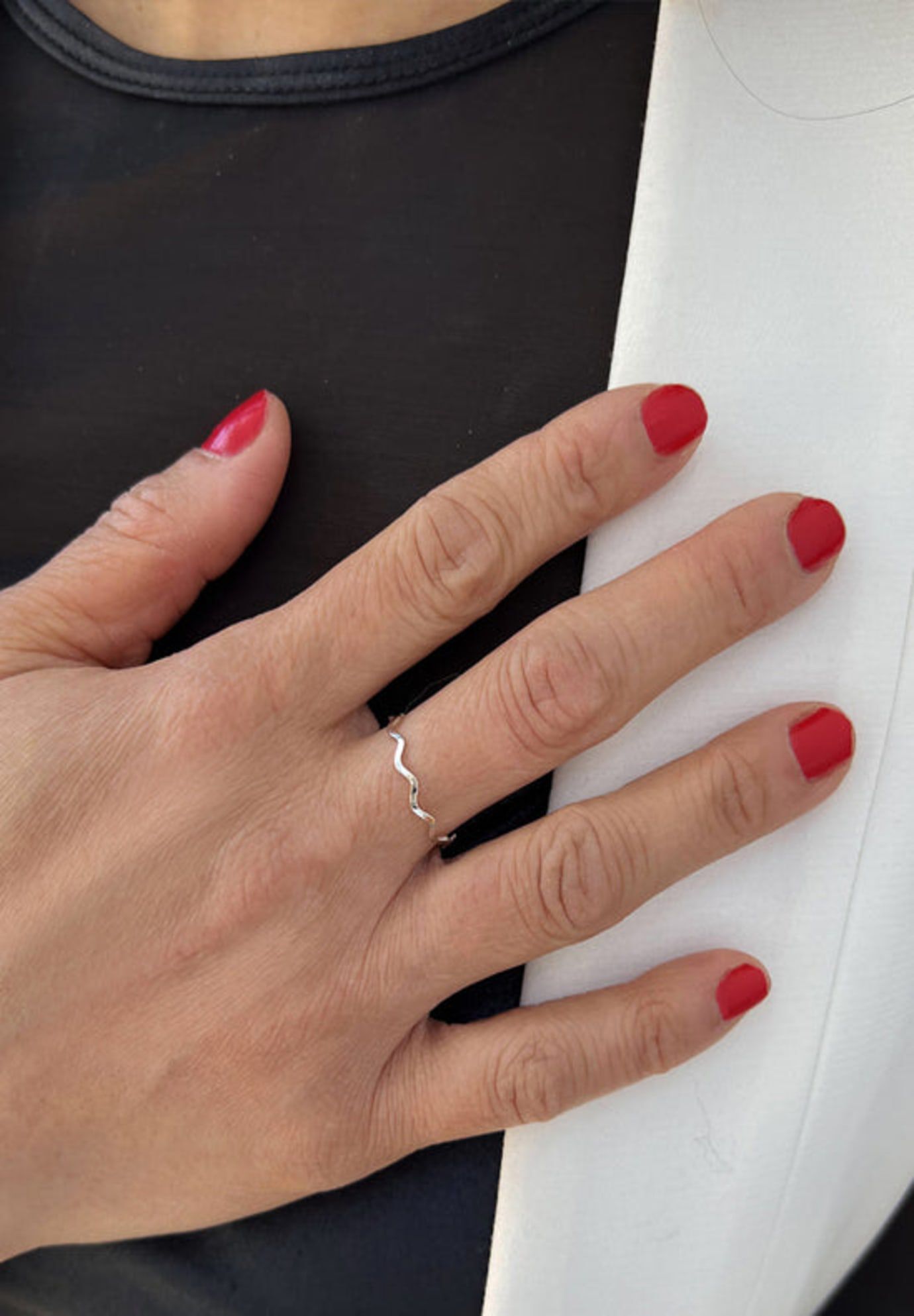 RAMEN NOODLE Thin Wavy Stacking Ring, Silver / Silver, alternate image number 3