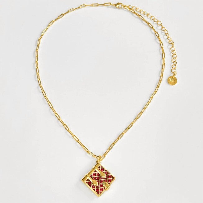 WOMEN'S SECRET DIARY BOOK LOCKET NECKLACE IN BURGUNDY/GOLD, BurgundyGold / Red, hi-res image number null