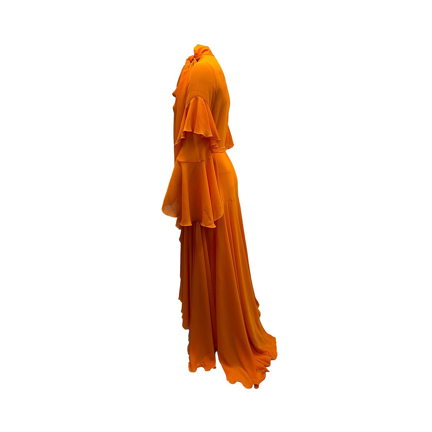 Korinne Deluxe Kaftan With Neck Tie Neon Orange, Orange / Orange, alternate image number 2