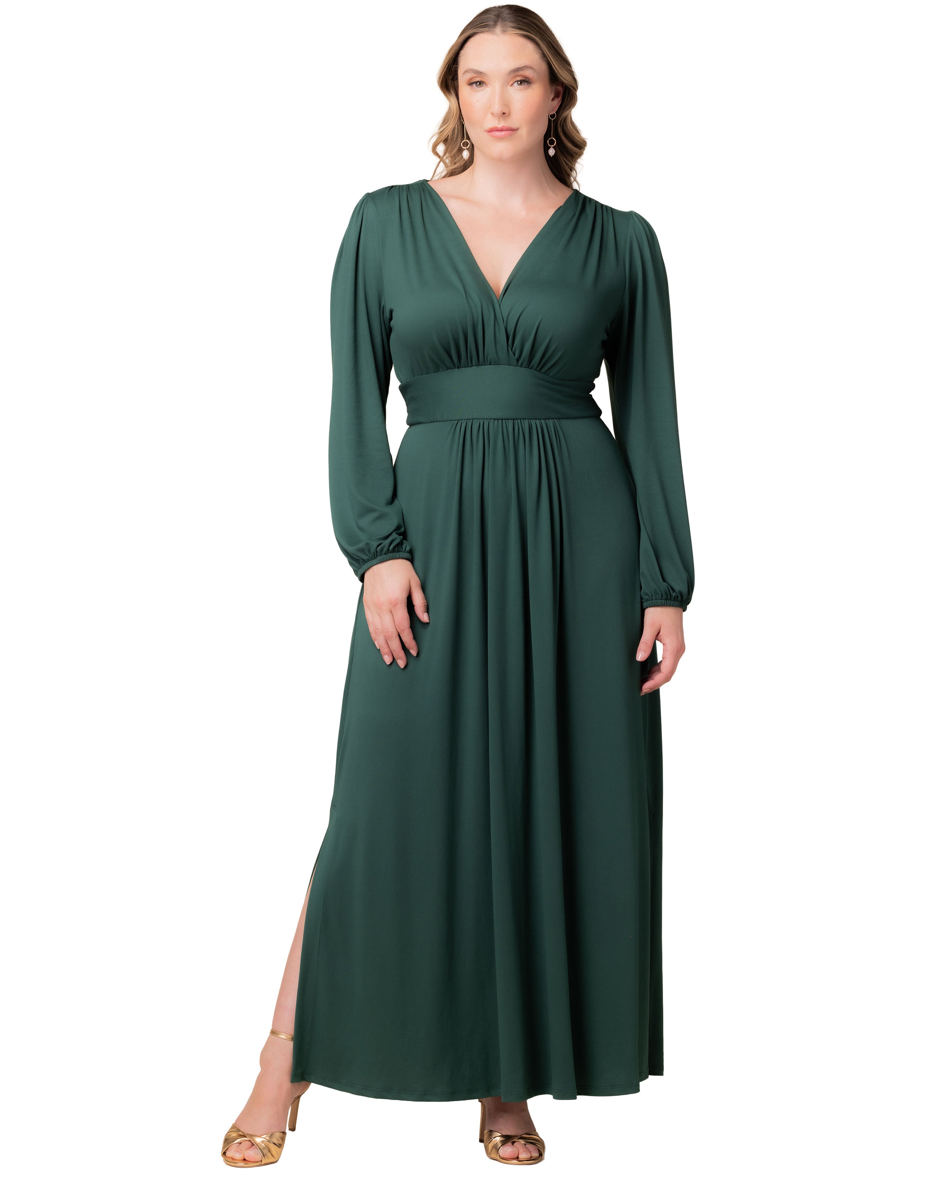 Kelsey Long Sleeve Maxi Dress, HUNTER GREEN / Hunter Green, hi-res image number 0