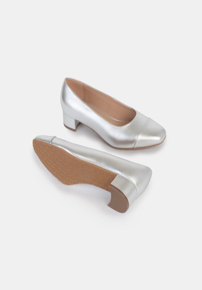 Gabby Toe Cap Ballet Pump, Metallic Silver / Silver, alternate image number 3