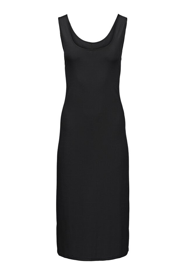 Ribbed Black Midi Dress, Black / Black, hi-res image number 0
