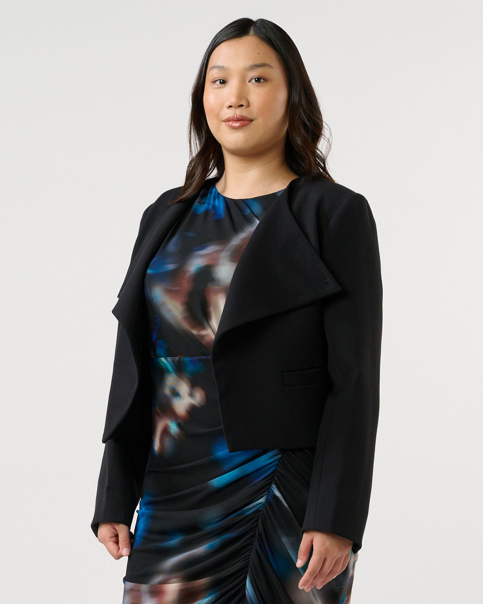 Eboni Cropped Jacket, Black / Black, alternate image number 2