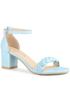 Chunky Heels Ankle Strap Braided Heel Sandals
