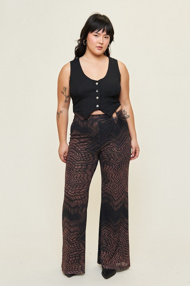 Lindsey Mesh O-Ring Pant, Distorted Plaid / Brown, alternate image number null