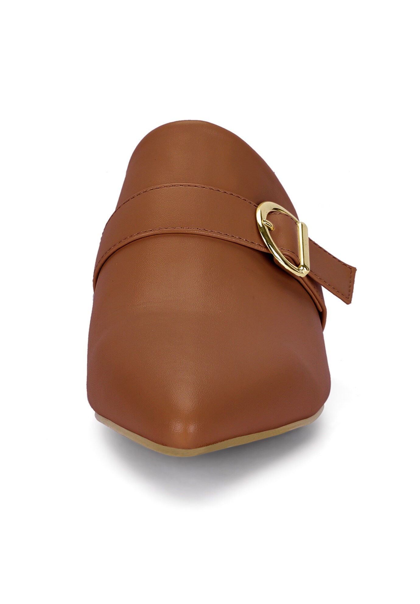 Pointed Toe Slip On Block Heel Sandals Mules, Brown / Brown, alternate image number 1