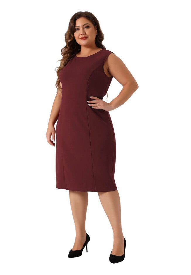 TWO PIECE BLAZER JACKET AND SLEEVELESS DRESS SUIT SET, Burgundy / Red, hi-res image number 0