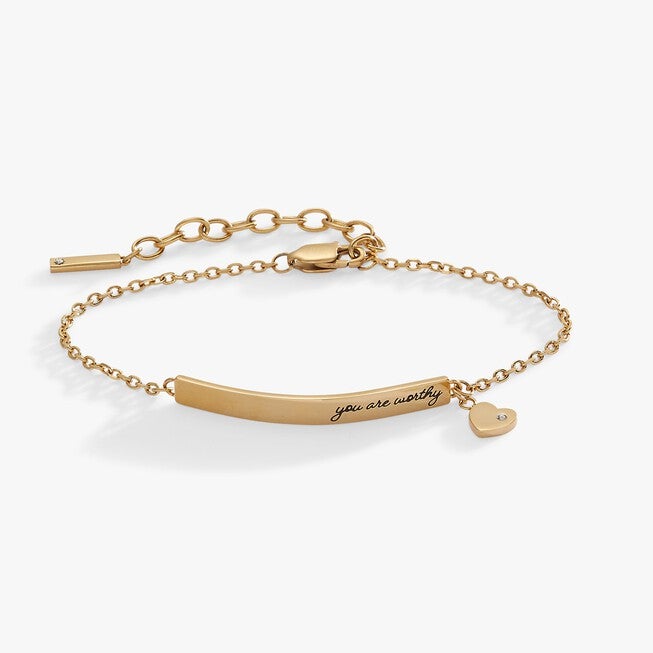 “You Are Worthy” Inline Bracelet, Gold / Gold, hi-res image number 0