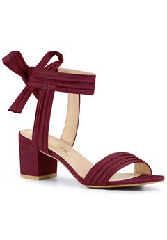 Open Toe Ankle Tie Back Block Heels Sandals
