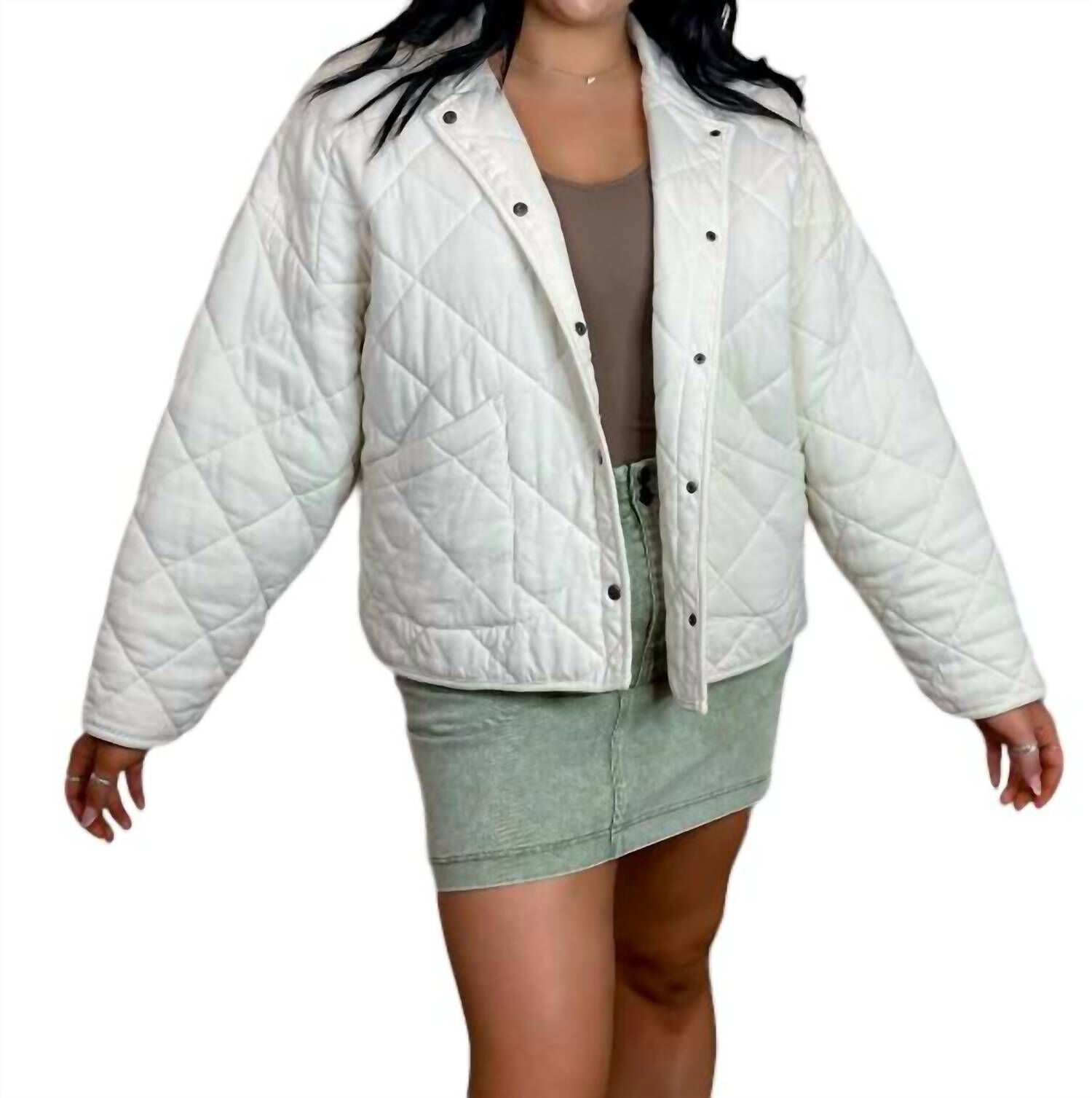 MAYA QUILTED BOYFRIEND JACKET, Cream / Cream, alternate image number 2