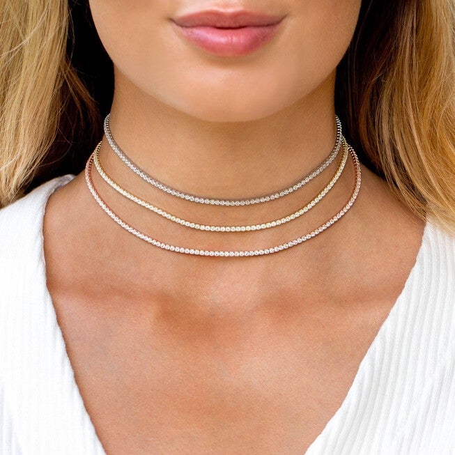 Thin Tennis Choker Silver One Size, , alternate image number 7