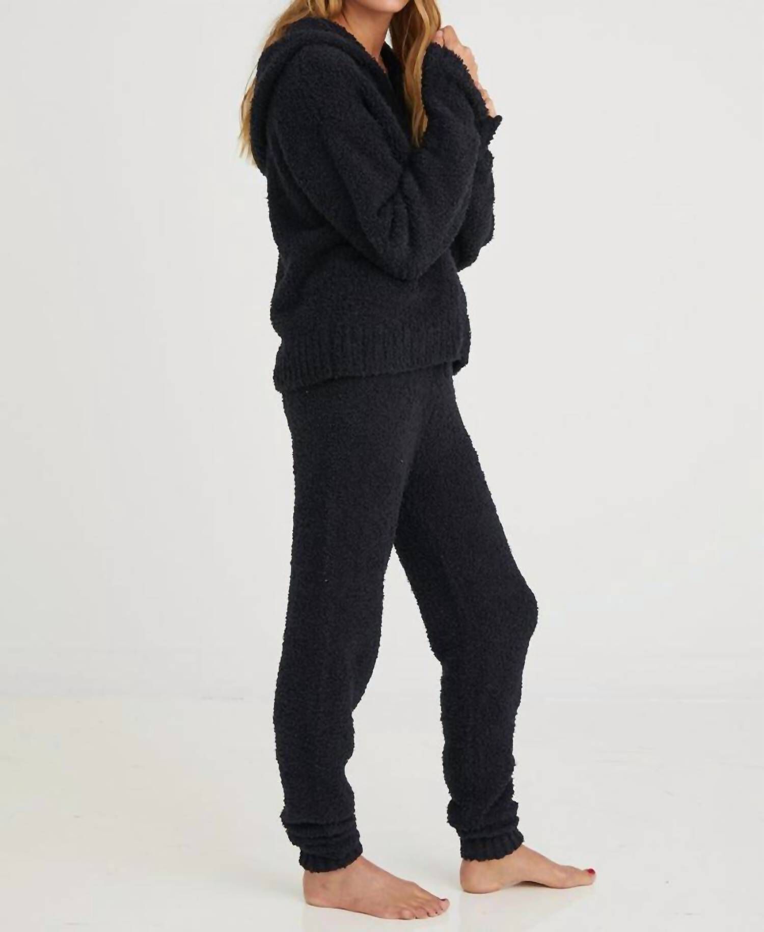 SWEATER JOGGER PANTS IN BLACK, Black / Black, alternate image number 1