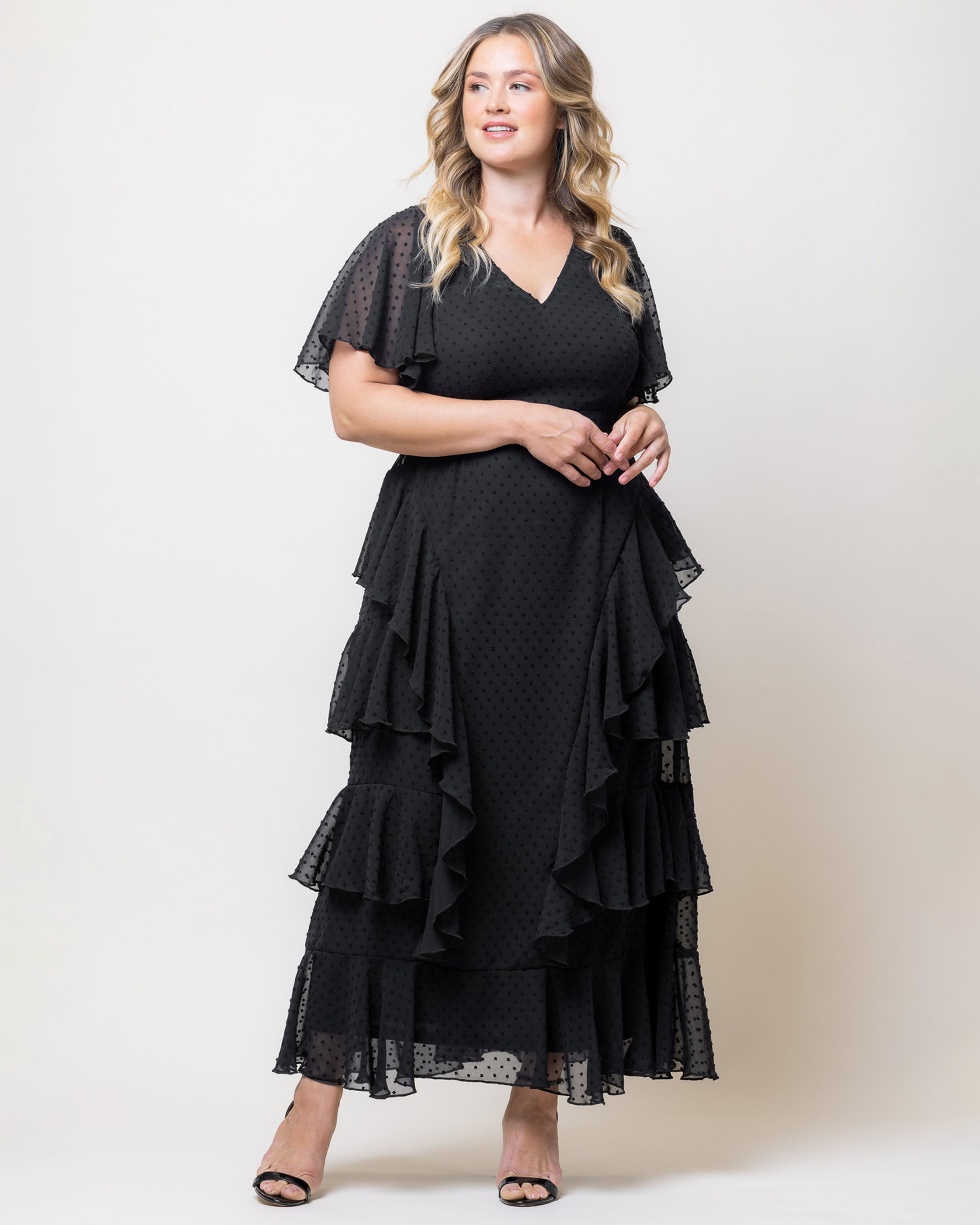 Tour de Flounce Chiffon Evening Gown, ONYX / Black, alternate image number 4