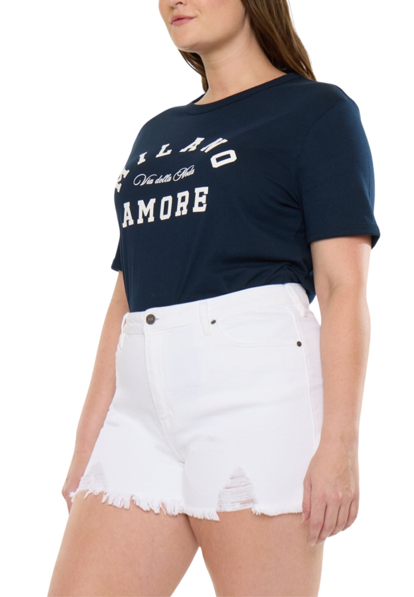 Cleo High Rise Shorts (Plus Size), White / White, alternate image number 2
