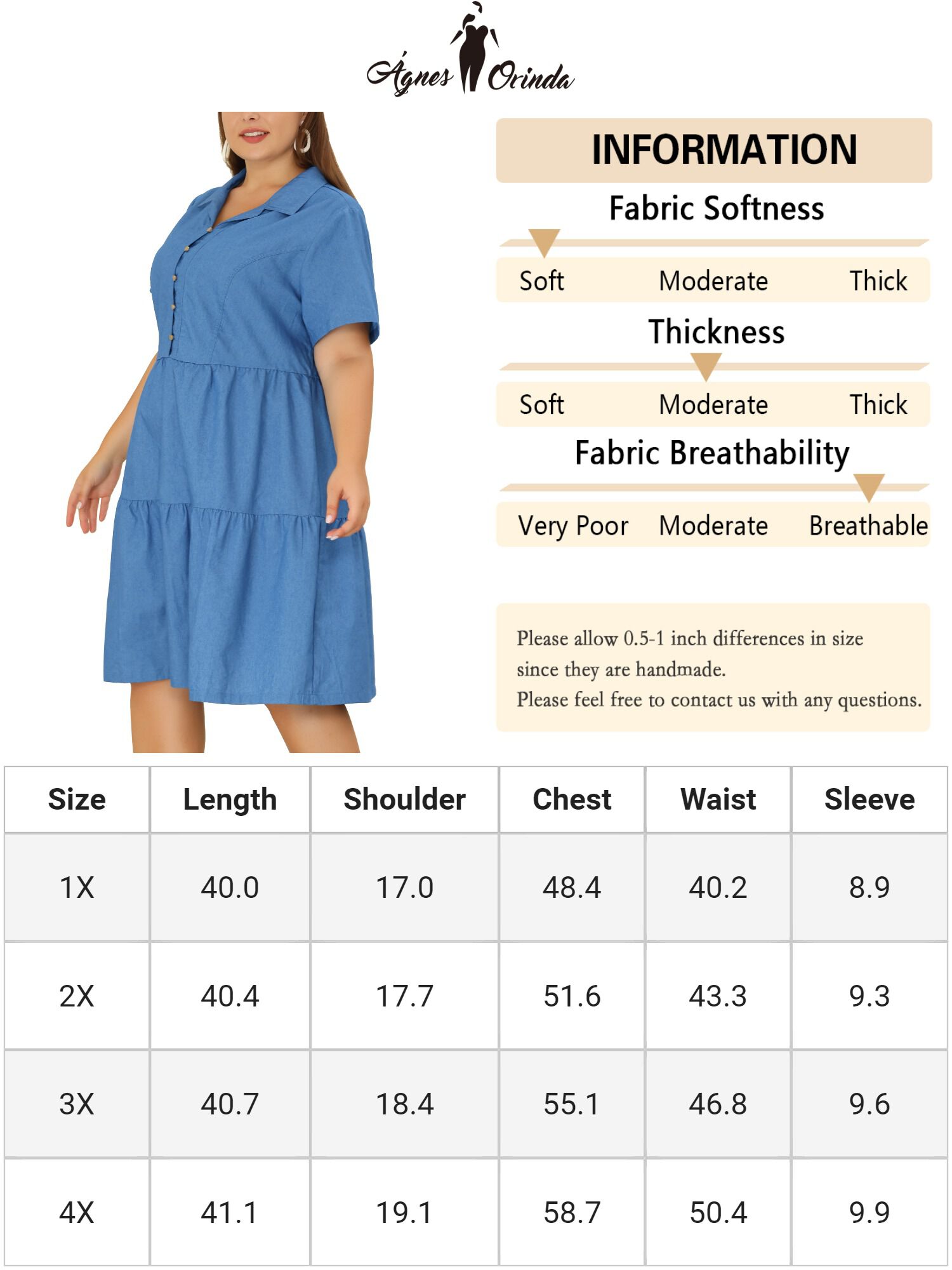 Short Sleeve Button Down Flowy Tiered Shirt Chambray Dress, Denim Blue / Chambray Denim Medium, alternate image number 4