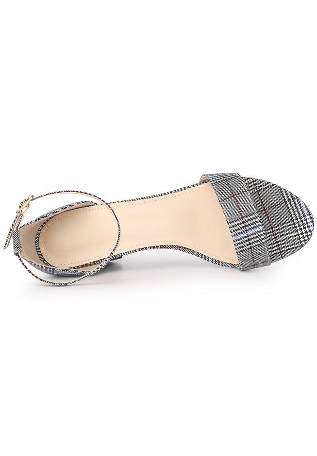 Open Toe Ankle Strap Chunky High Heel Sandals, Black White / Black, alternate image number 2