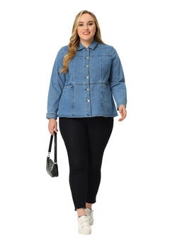 FRONT WASHED BUTTON DENIM JEAN JACKET