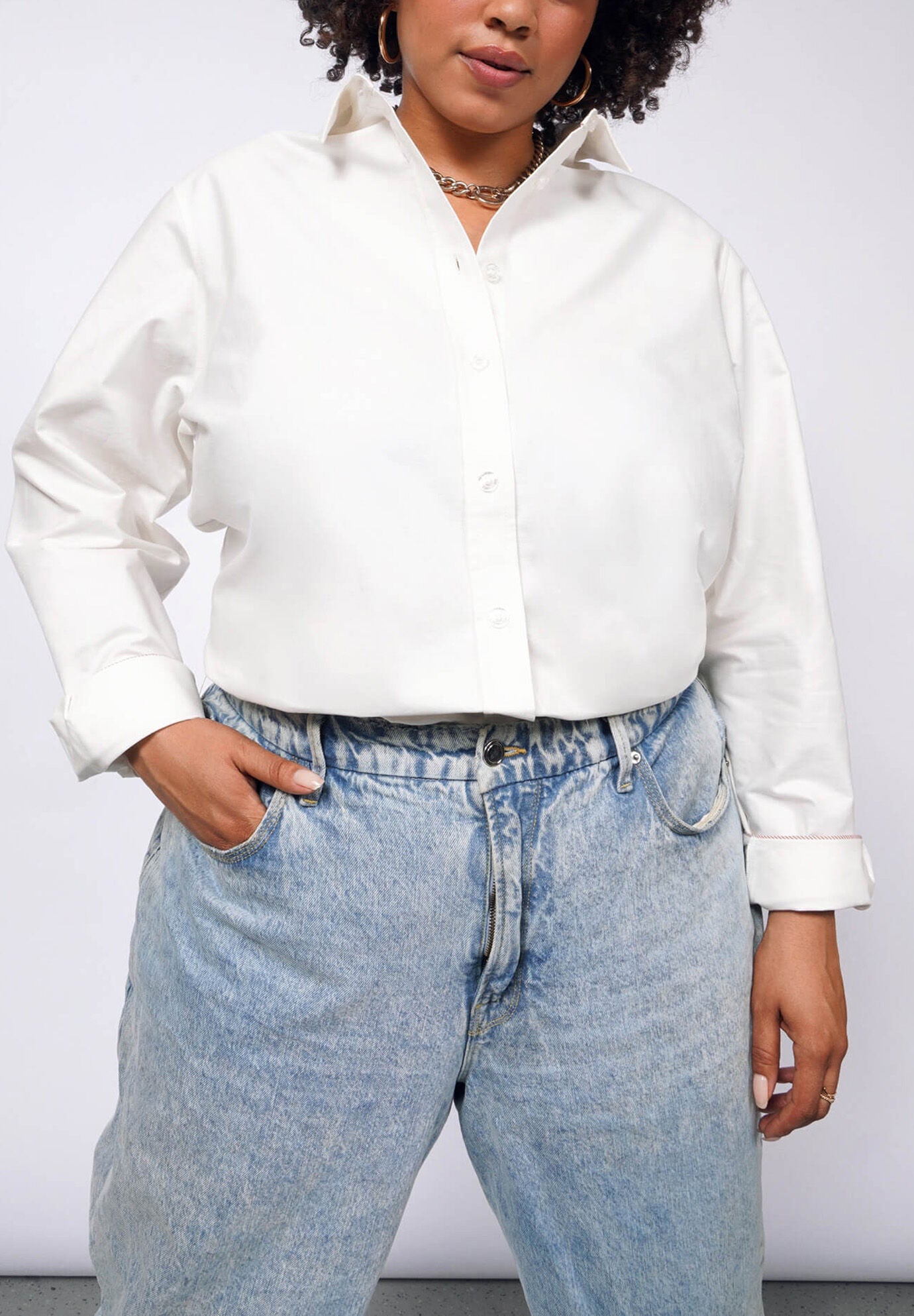 The Essential Long Sleeve Oxford Button Up, WHITE / White, hi-res image number 0