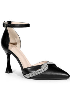 Rhinestone Wedding Shoes Bow Ankle Strap Stiletto Heels Pumps