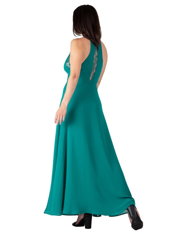 Women's Lace Detailed Sleeveless Maxi Dress, Hunter Green / Turquoise, alternate image number 2