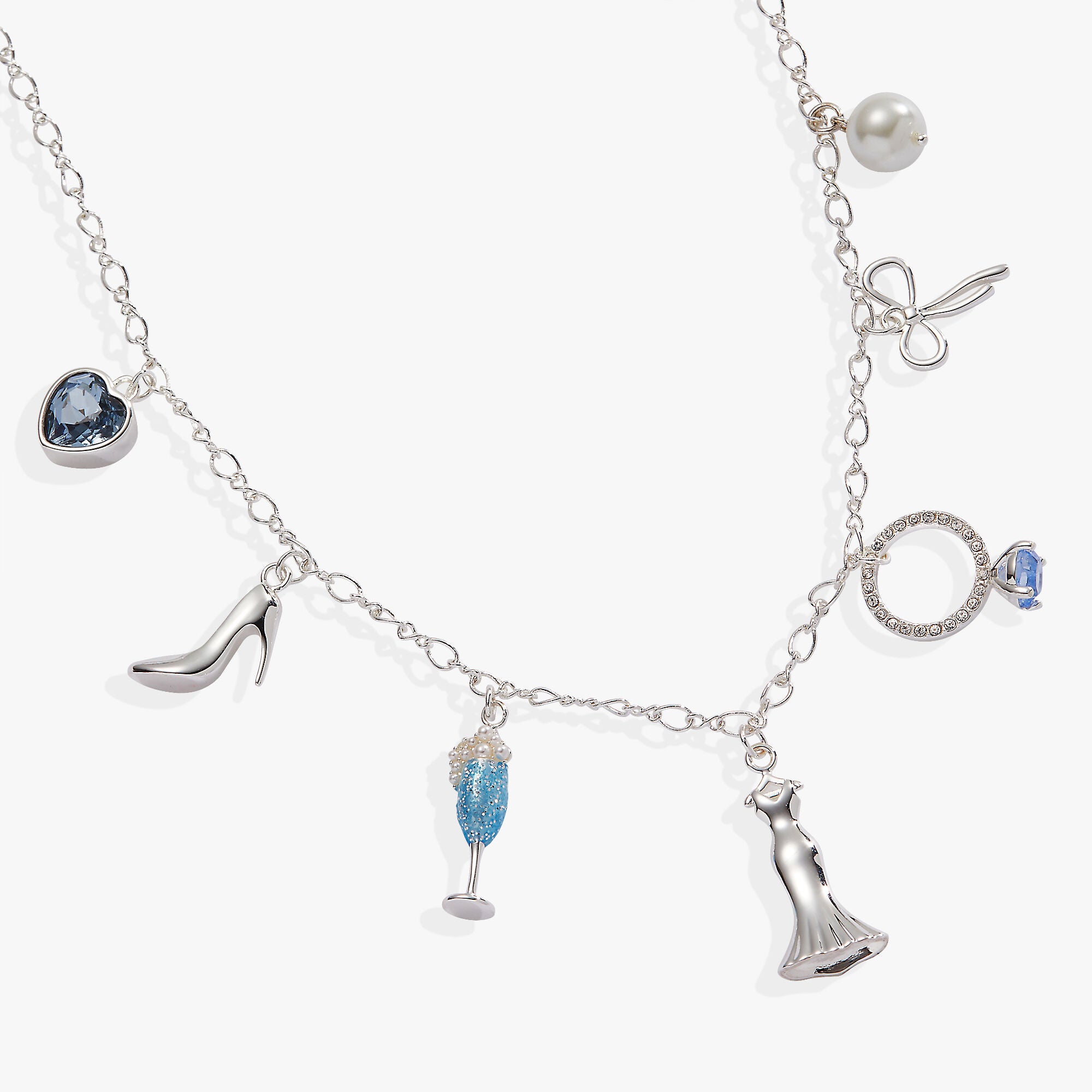 Bridal Multi-Charm Necklace, Silver / Silver, alternate image number 1