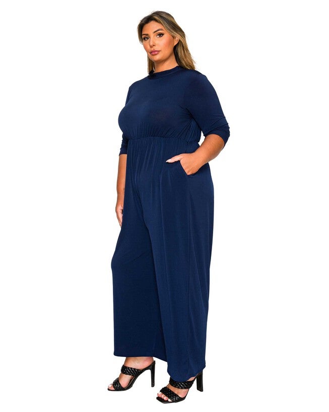 Summer Wide Leg Pocket Jumpsuit, Navy / Navy, alternate image number 1