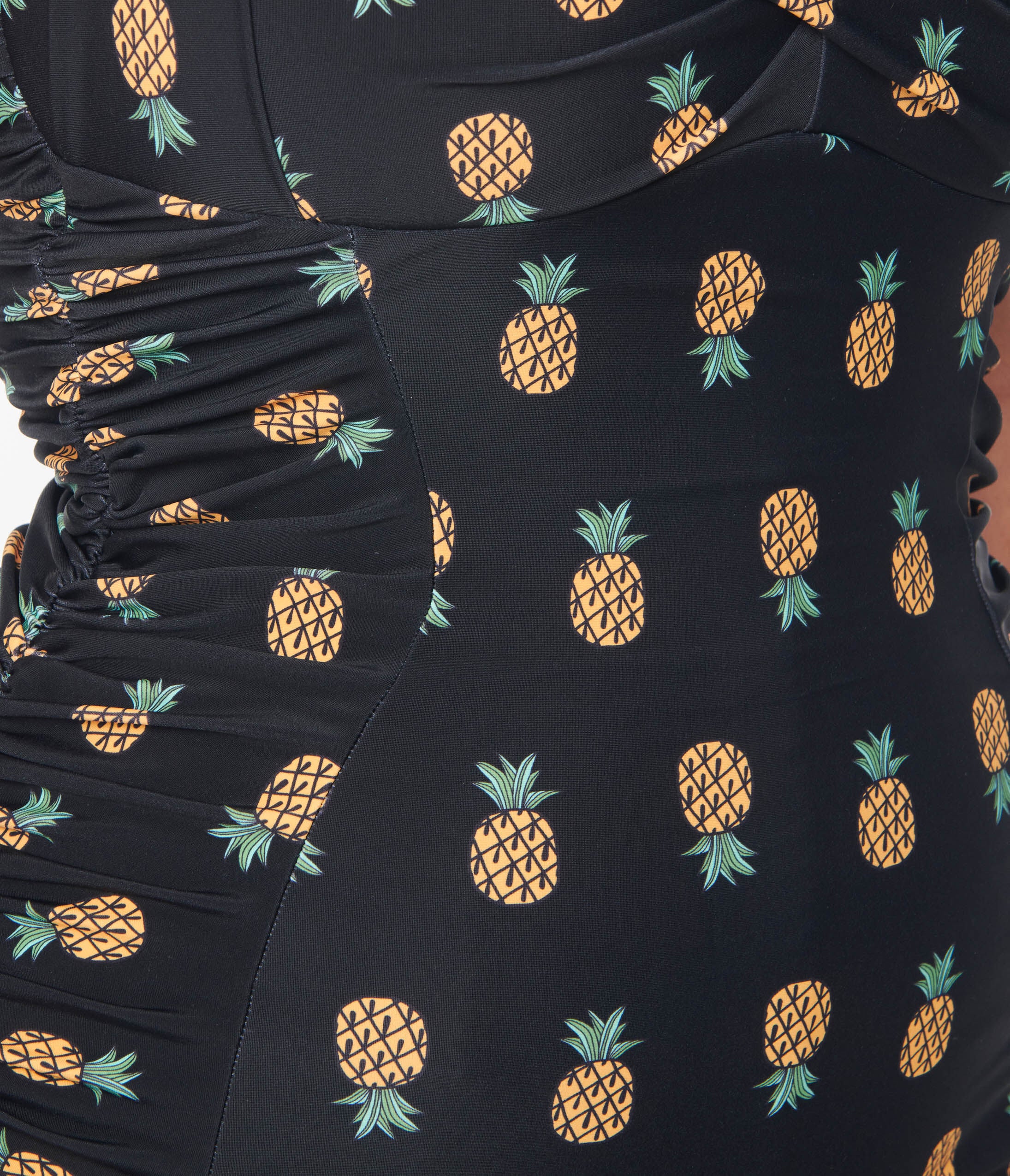 Unique Vintage Black & Pineapple Print Corinne Sheath Swimsuit, , alternate image number 4