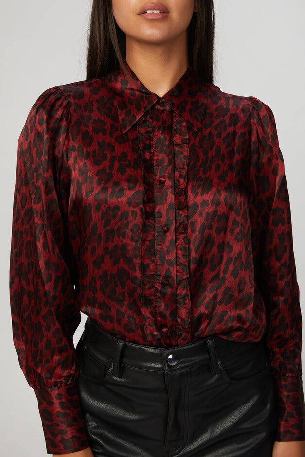 LEOPARD BUTTON DOWN IN RED LEOPARD, Red Leopard / Red, alternate image number null
