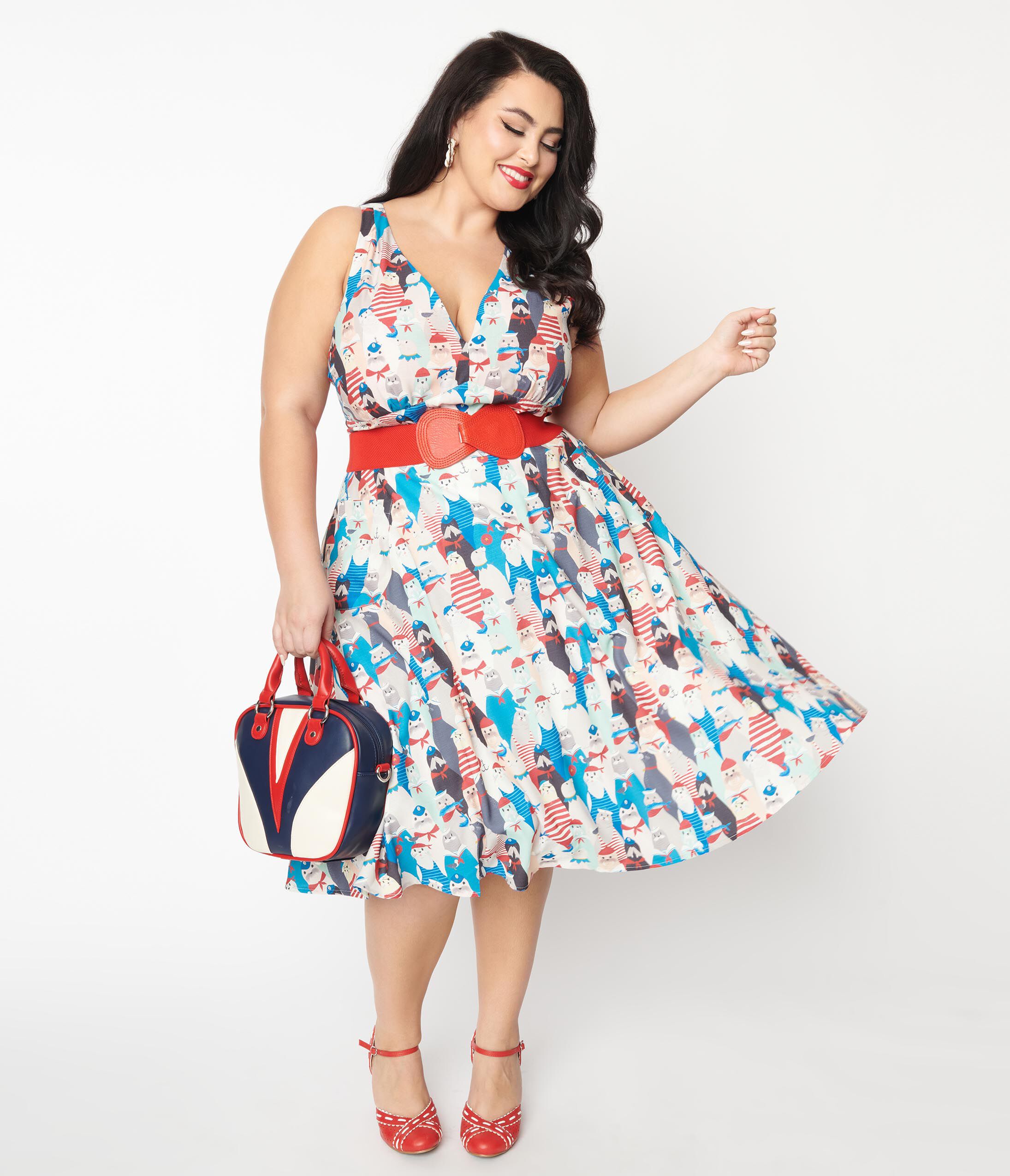 Unique Vintage La Jolla Cove Print Halter Swing Dress, , alternate image number 8
