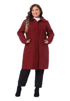Peter Pan Collar Single Breasted Long Trench Peacoat