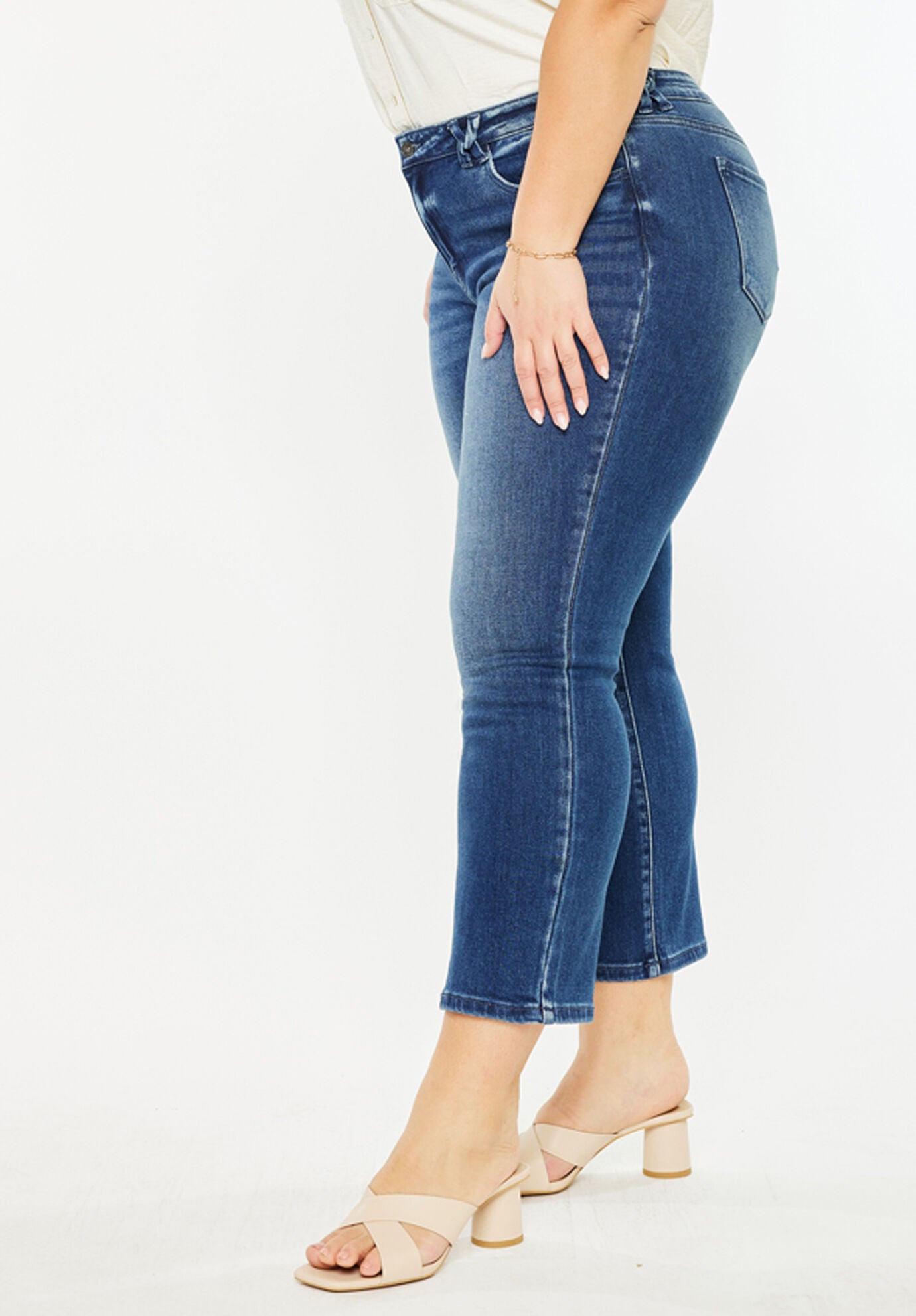 Candice Mid Rise Slim Straight (Plus Size), Dark Wash / Dark Wash, alternate image number 4