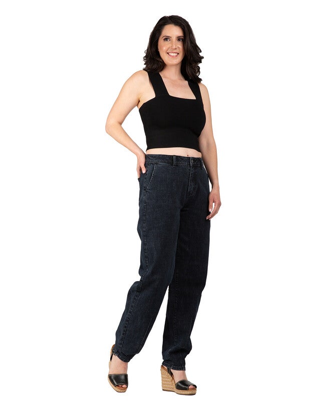 Zuma Women's Plus Size Tapered Trouser Pants, Black Stone / Black, alternate image number 1